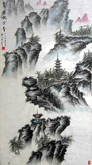 《青岩抱古寺》178x97cm 2015年